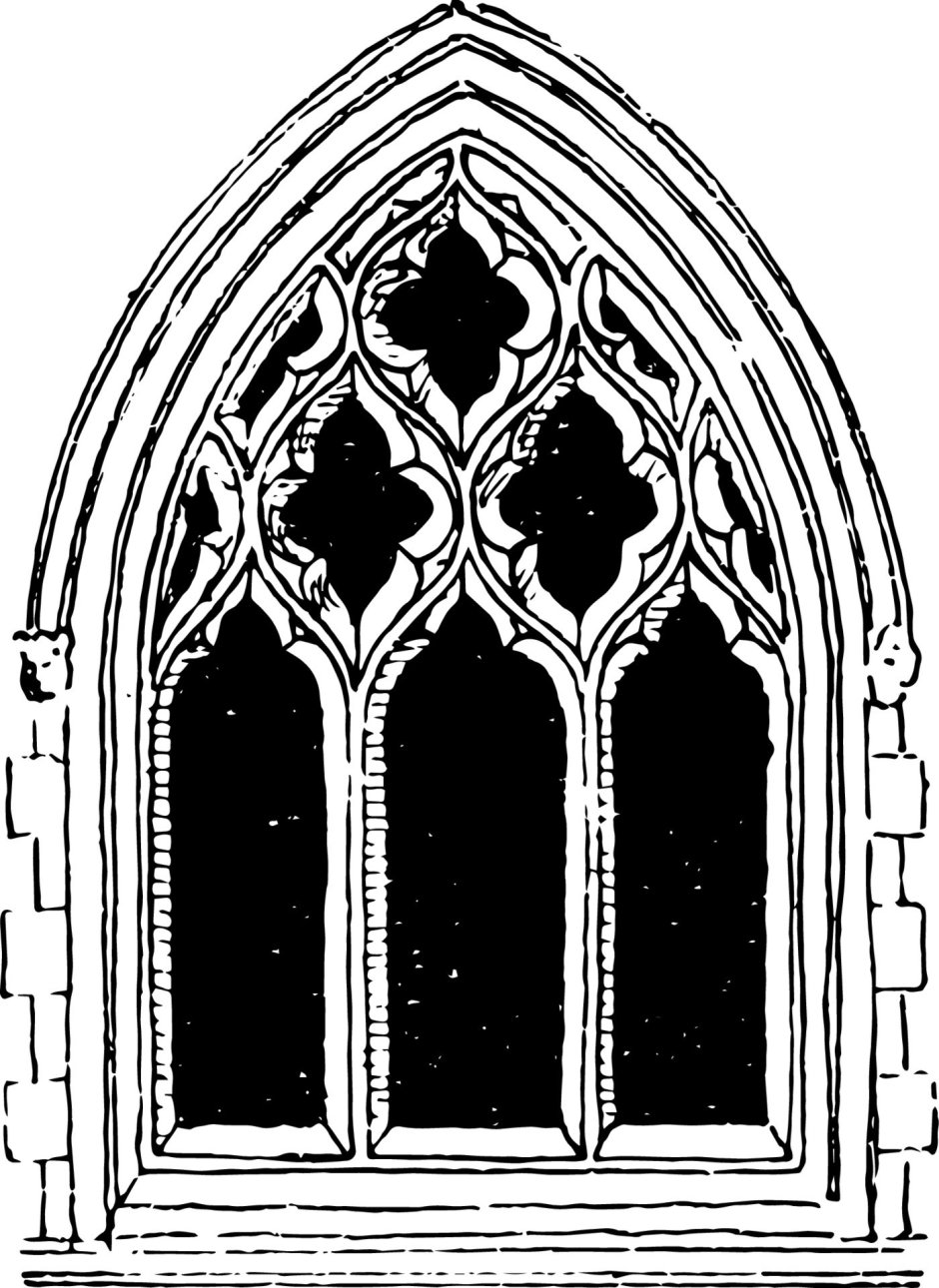 Старые готические окна эскиз