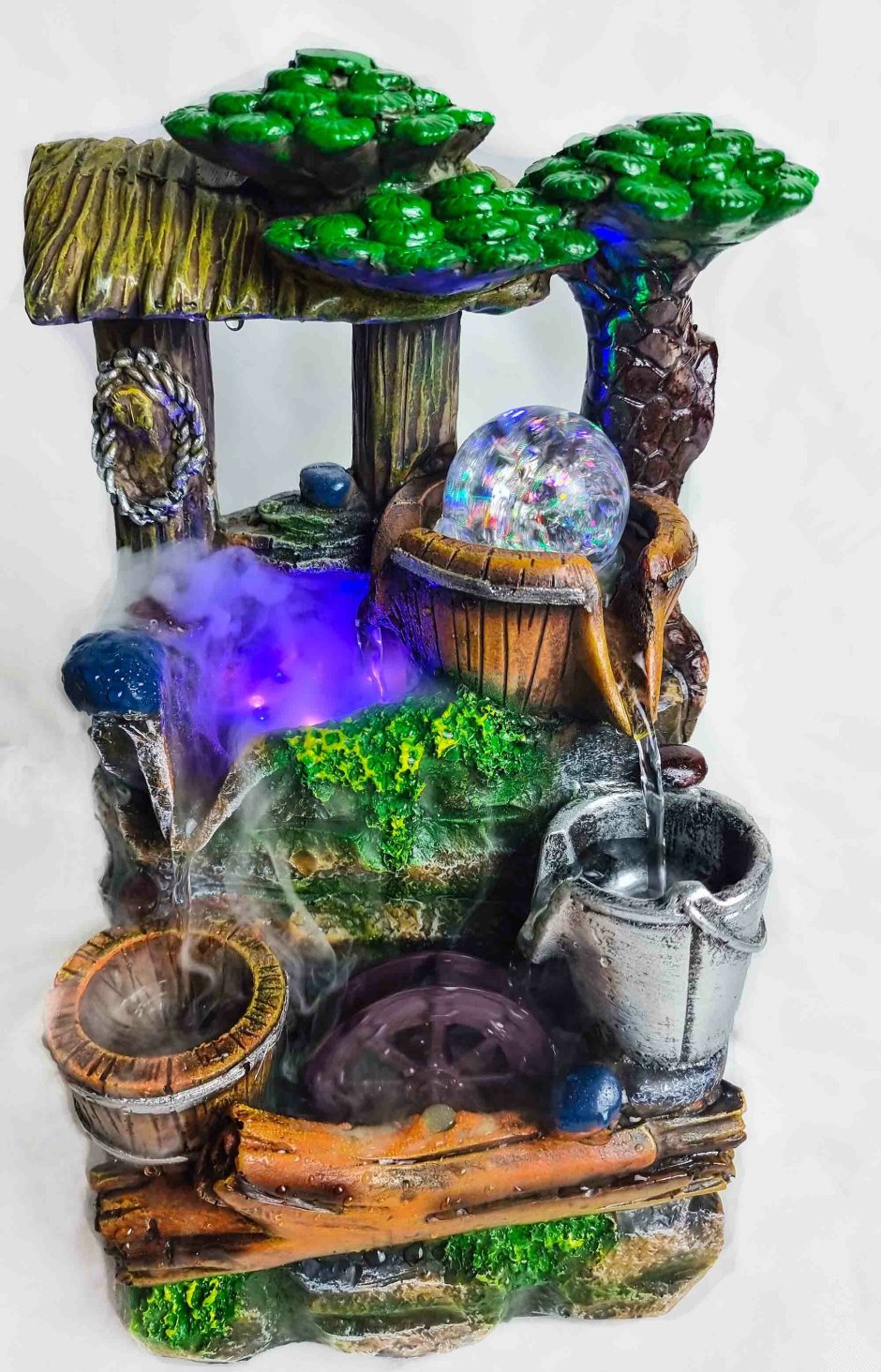 Настольный фонтан с подсветкой и туманом