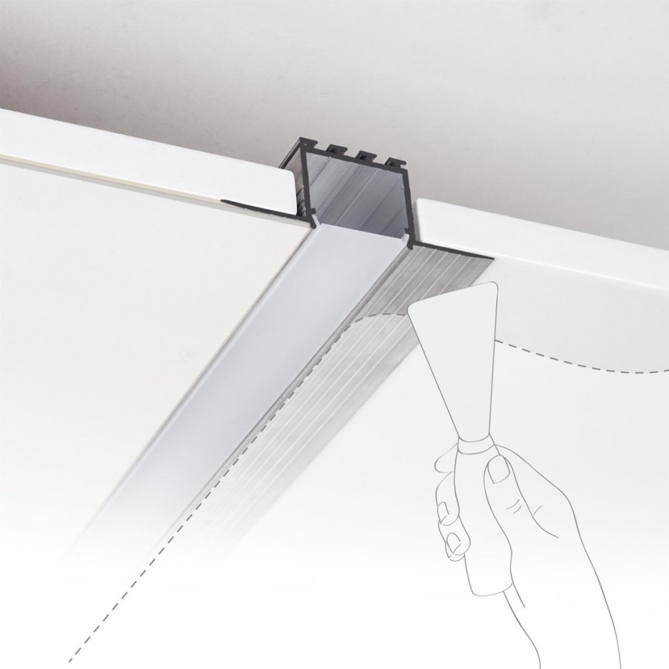 Профиль под шпаклевку для светодиодных лент FS-al-w35-f