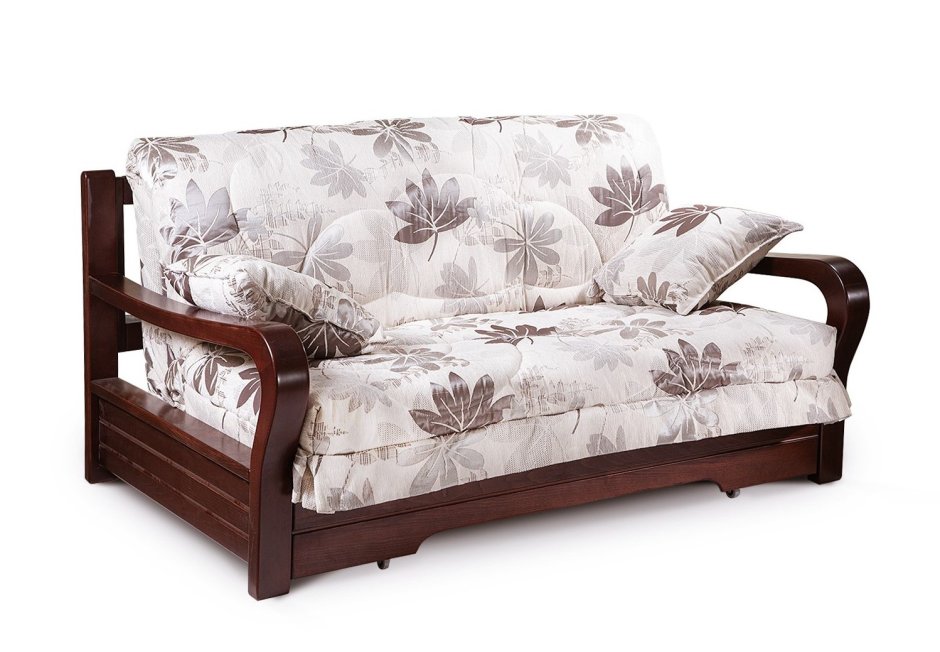 Диван аккордеон Женева с деревянными подлокотниками