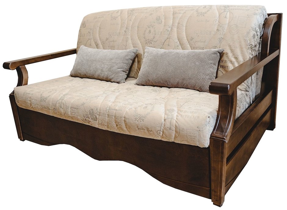 Диван аккордеон Лючия с деревянными подлокотниками