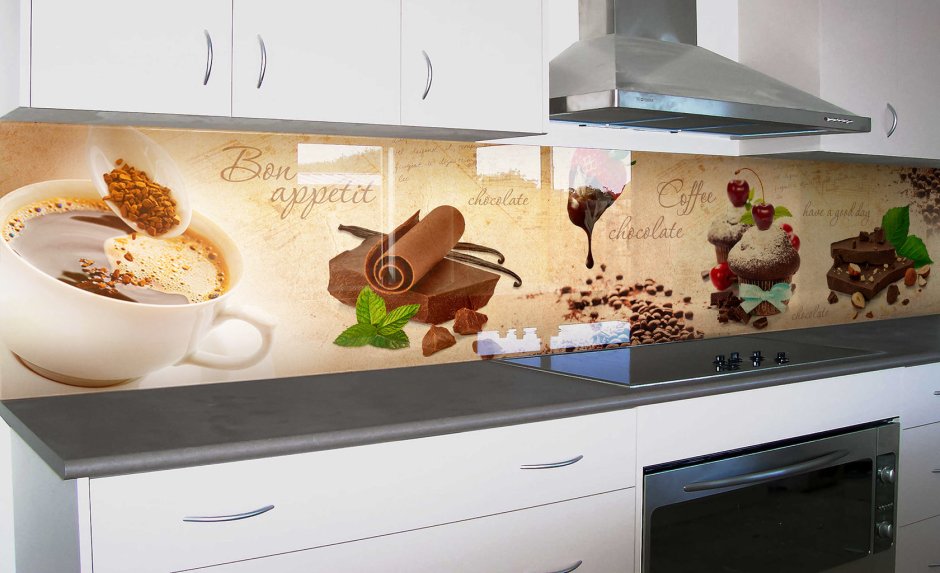 Фартук на кухню из стекла с фотопечатью