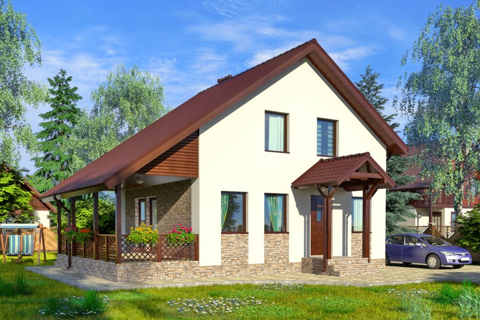 Коттедж с двускатной крышей
