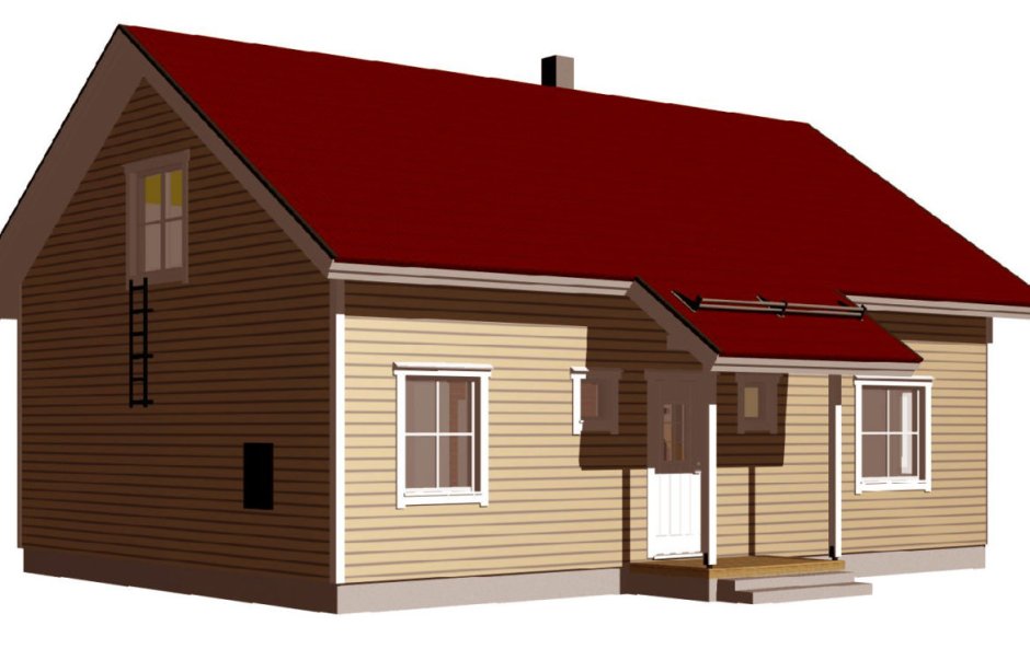 Двускатная крыша с крыльцом сбоку