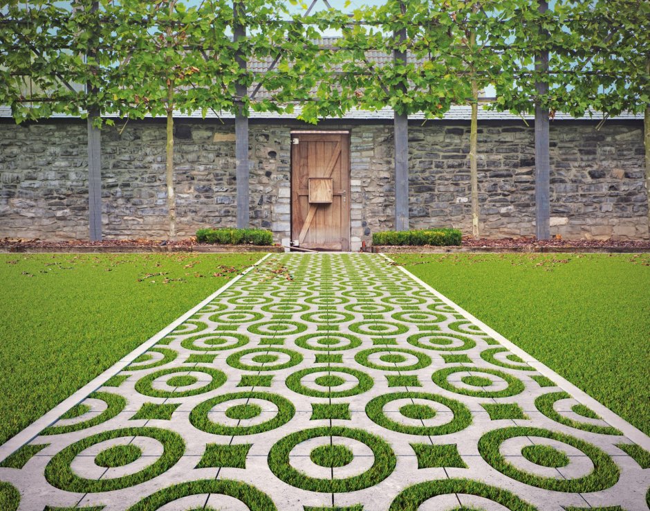 Тротуарная плитка с отверстиями для травы