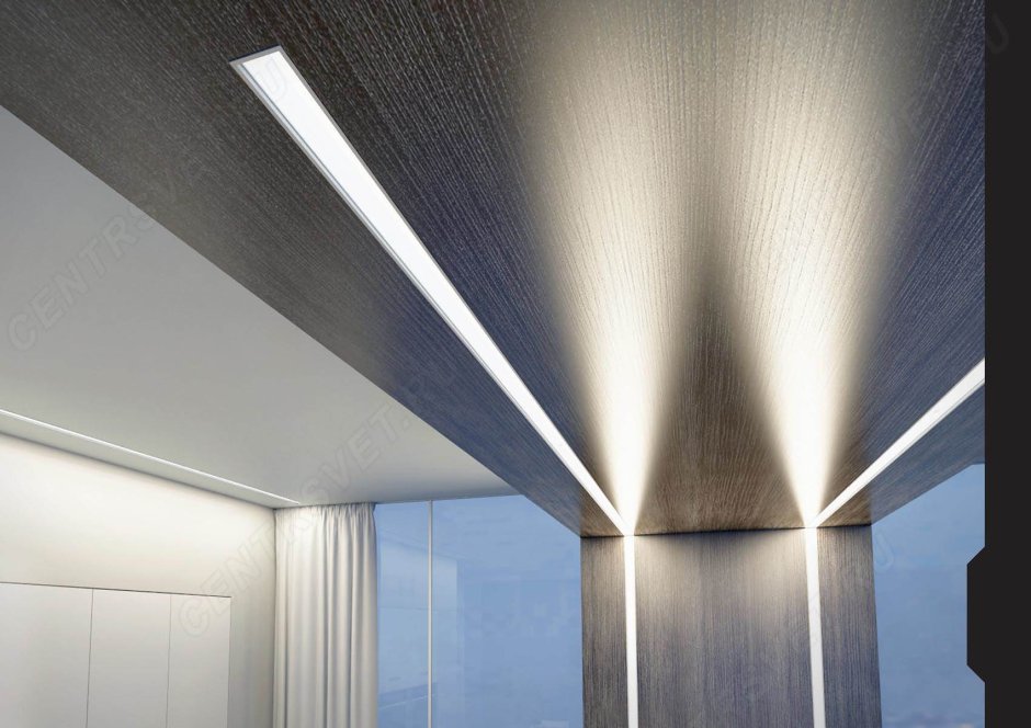 Световые линии на потолке