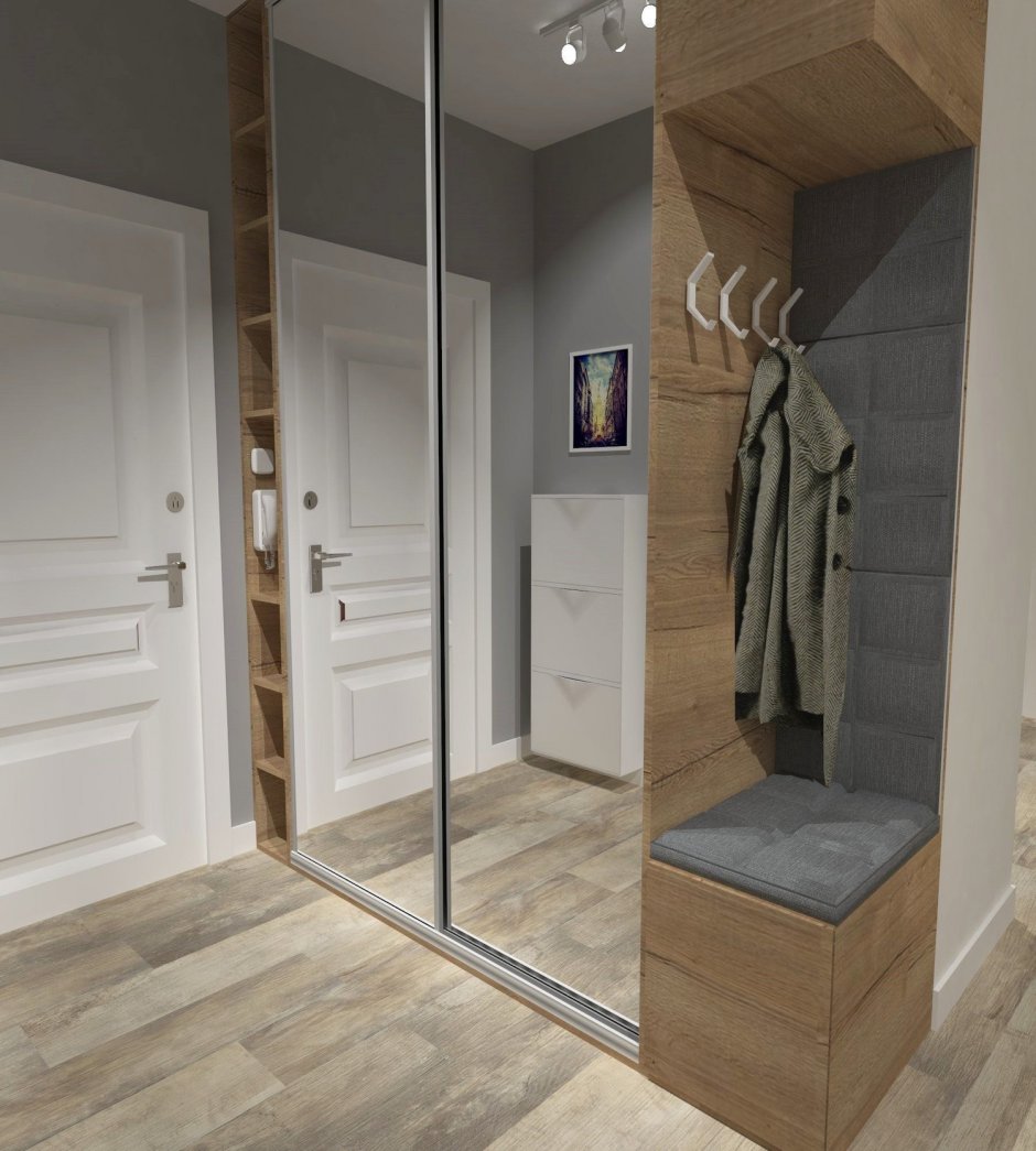 Шкаф в прихожую серого цвета