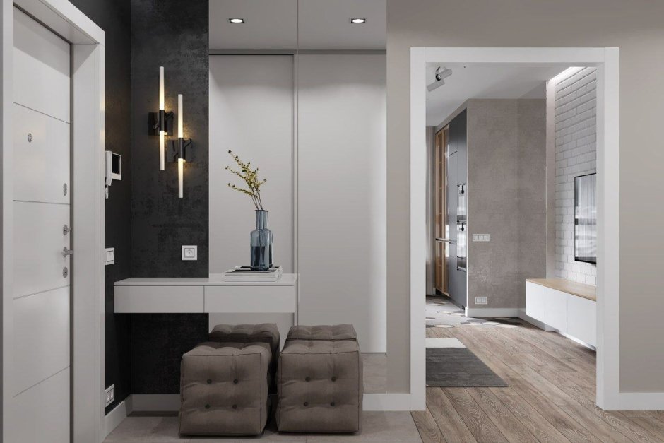 Прихожая в серых оттенках