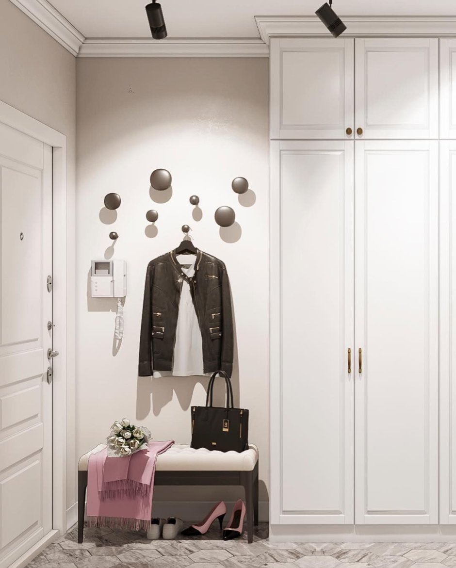 Бело серый шкаф в прихожую