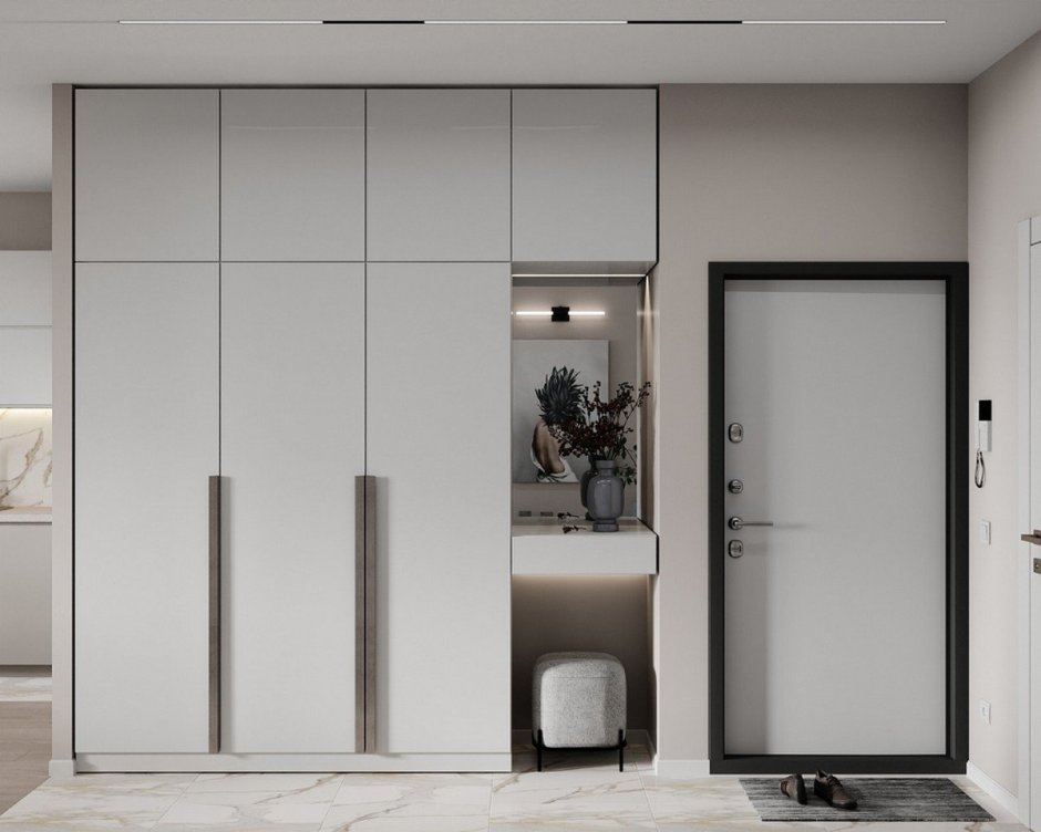 Прихожая в современном стиле с рейками