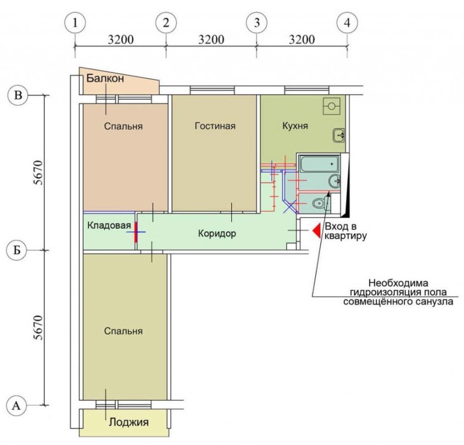 Перепланировка трехкомнатной квартиры в панельном доме 9 этажей