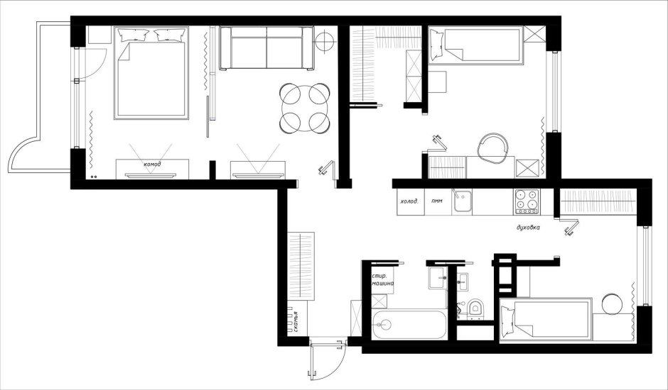 План небольшой двухкомнатной квартиры
