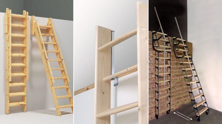 Откатная лестница для антресольного этажа