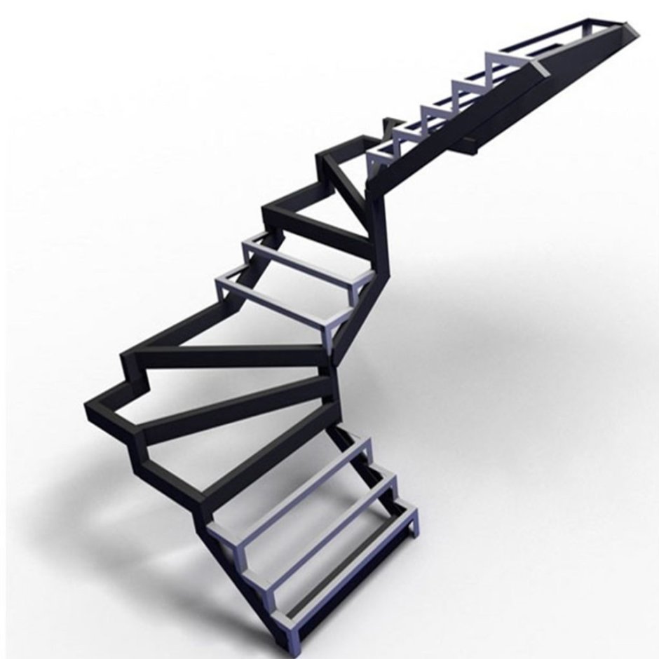 Лестница с забежными ступенями на 180 из металла