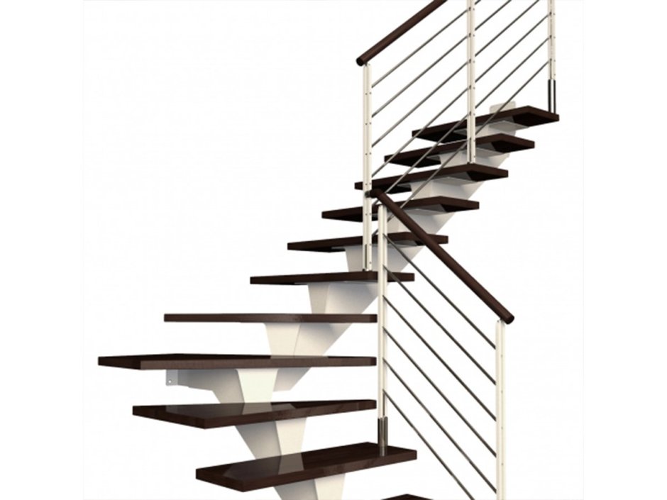 Лестница на монокосоуре с забежными ступенями на 180 градусов