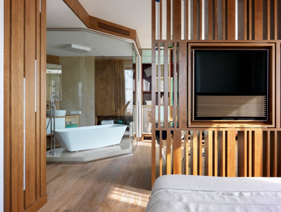 Перегородка с телевизором для зонирования