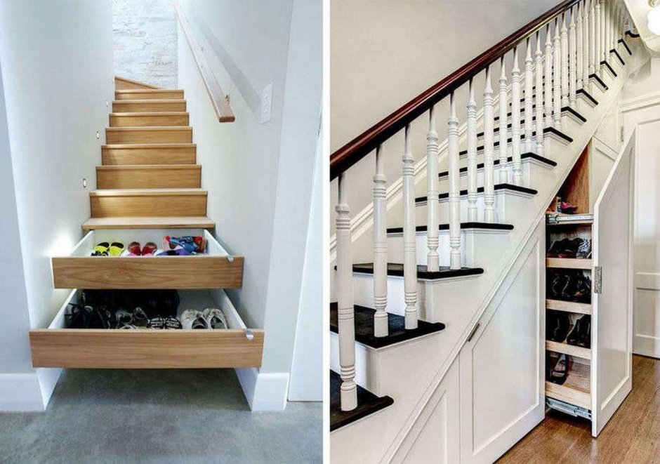 Гардеробная под лестницей