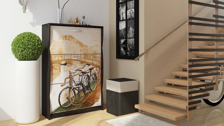 Тумба для обуви Тип 1 с рисунком венге цава/дуб молочный