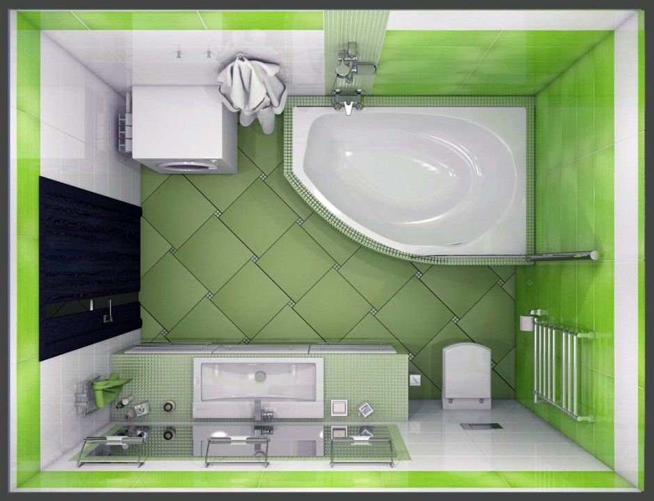 Проект ванной комнаты в зеленых тонах