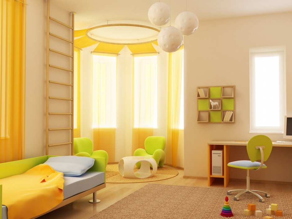 Детская комната в желтом цвете