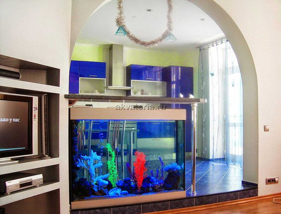 Гостиные с аквариумом