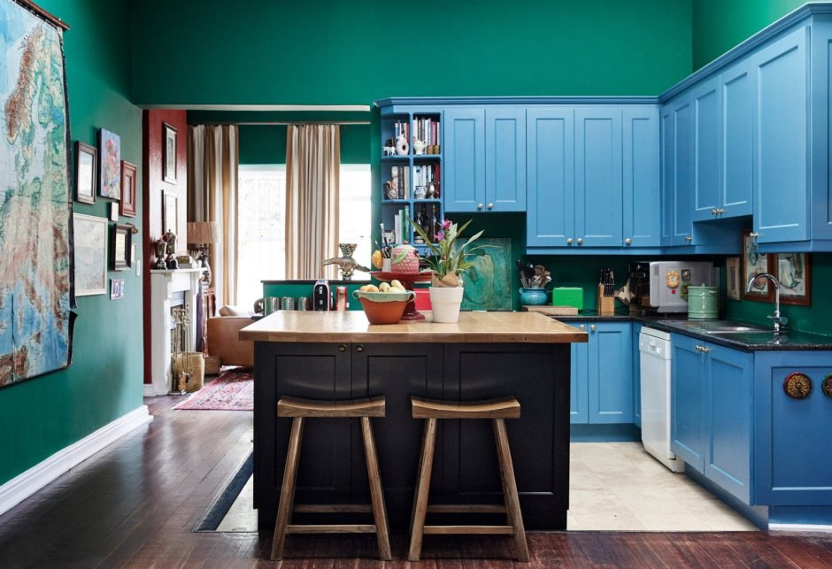 Сине зеленая кухня