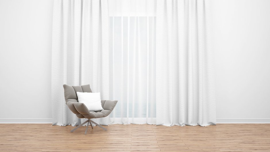 Мокап шторы в интерьере