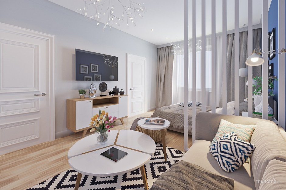 Сканди гостиная интерьер