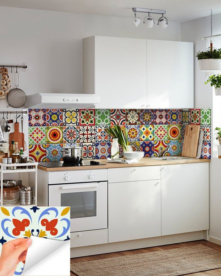 Сканди кухня фартук пэчворк