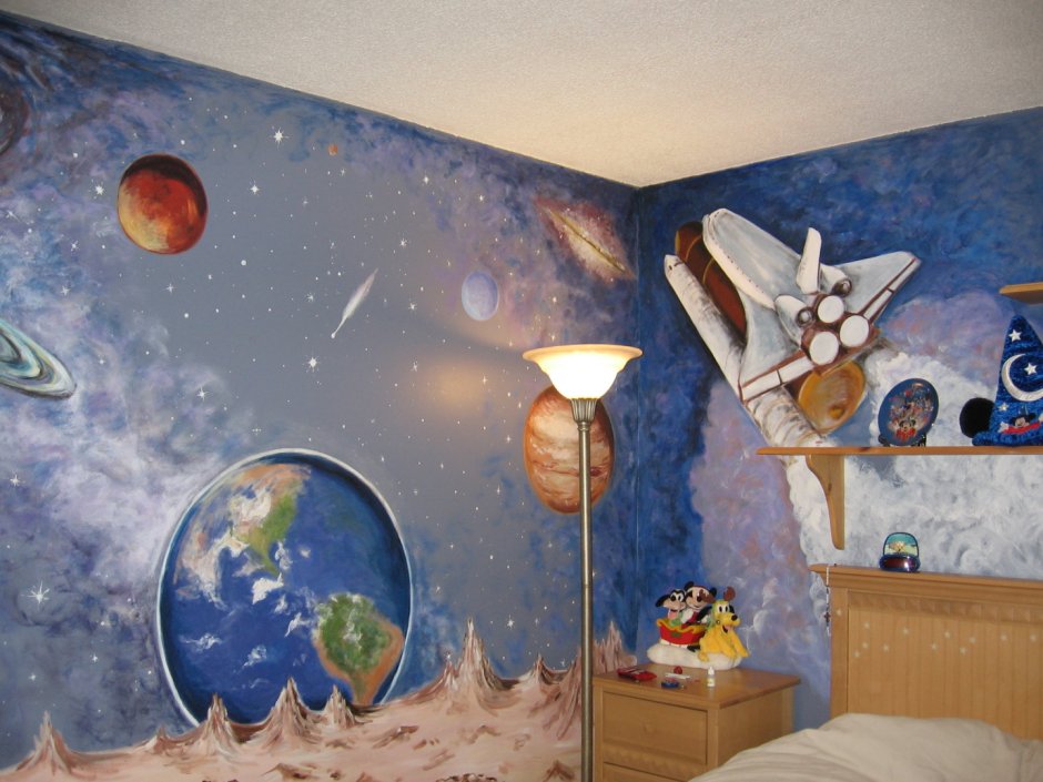 Роспись стен в стиле космос