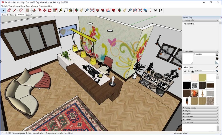 Sketchup и Enscape интерьер