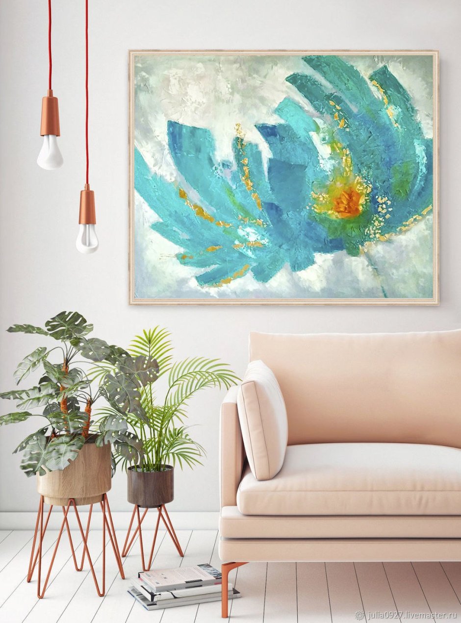 Картина в бирюзовых тонах в интерьере