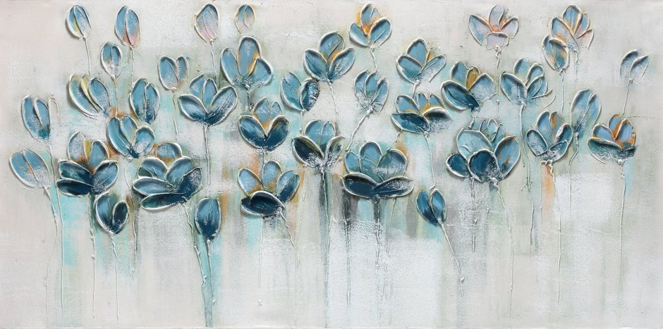 Цветок бирюза на сером фоне живопись