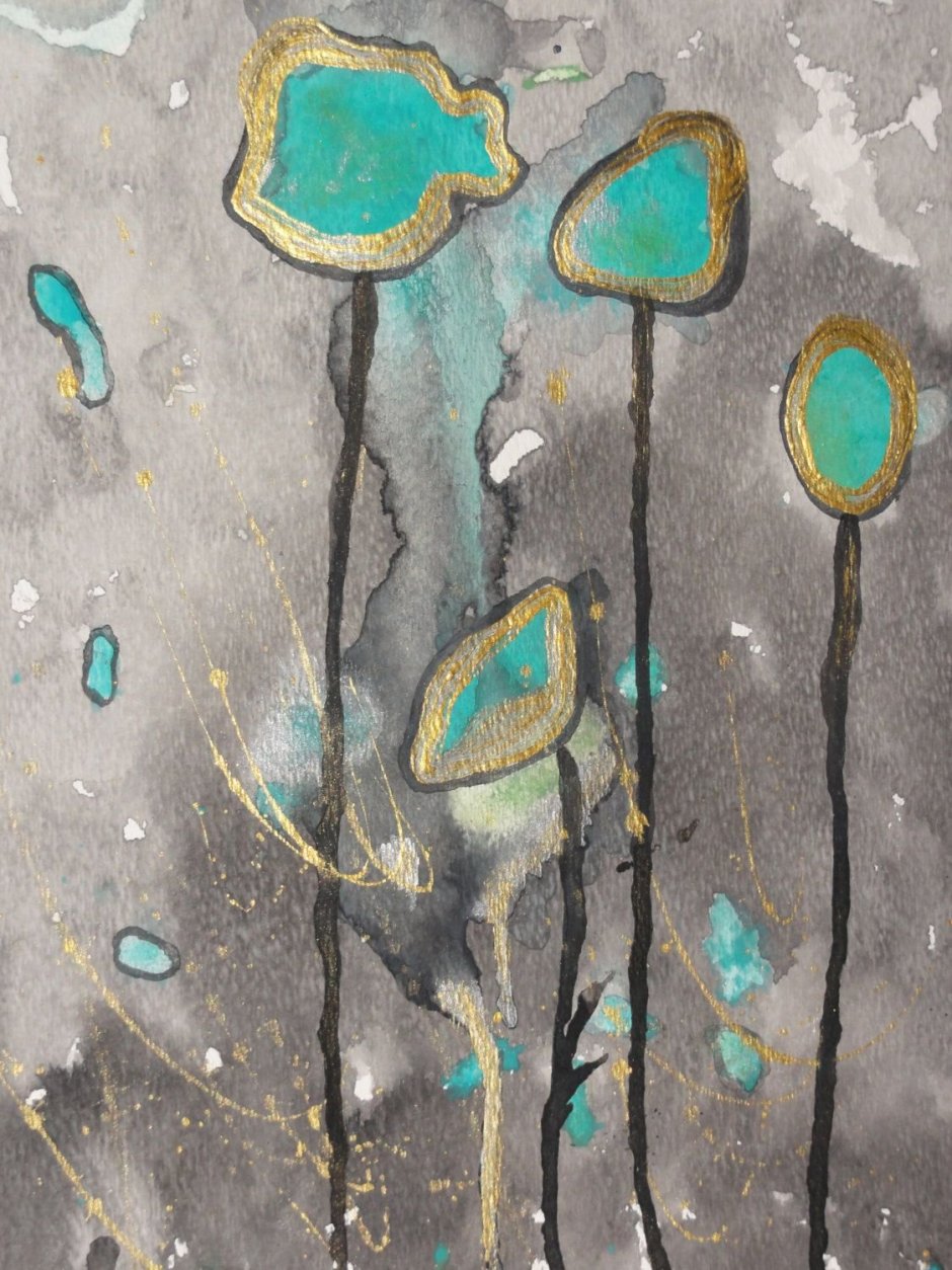 Живопись беспредметная в бирюзовых тонах