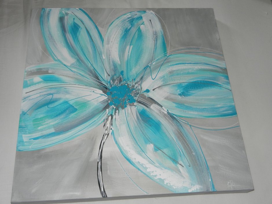 Картина акрилом в бирюзовых оттенках
