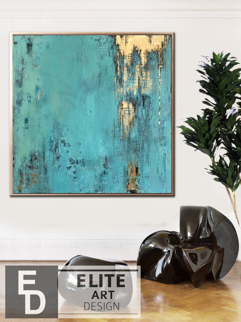 Картина бирюза с золотом