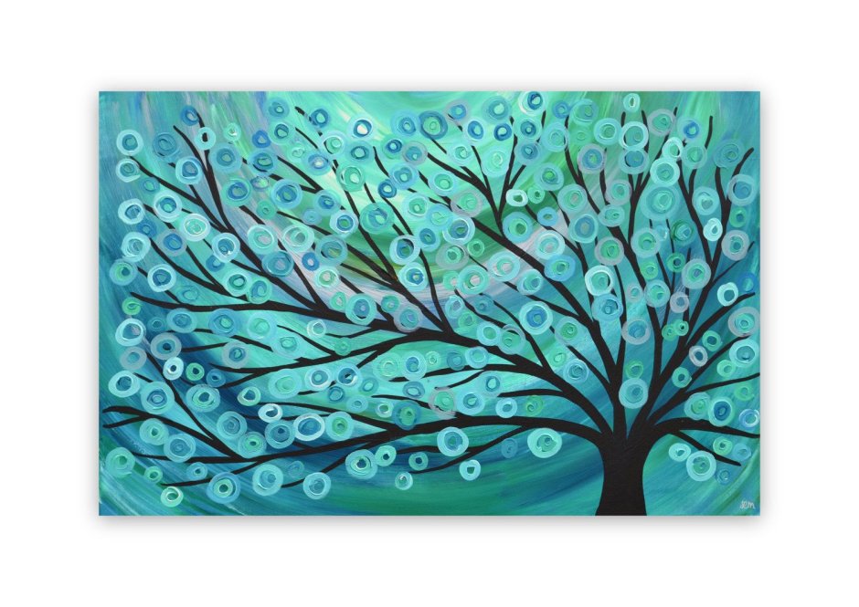 Картина дерево в бирюзовых тонах