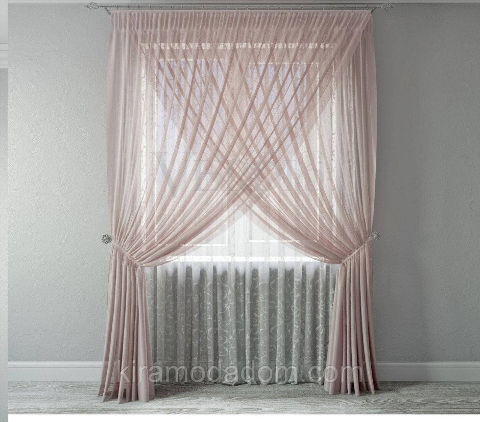 Шторы двойная тюль