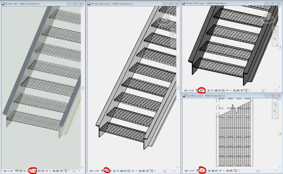 Металлическая лестница ревит