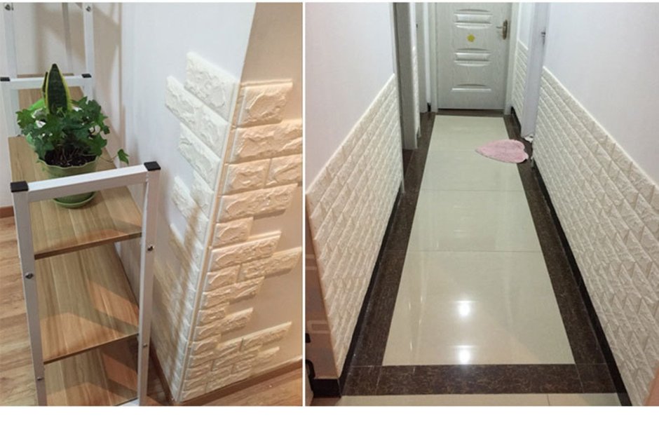 3d панели самоклеящиеся блок 20шт белый кирпич 76х71