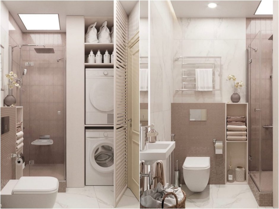 Ванная комната и туалет раздельные в одном стиле