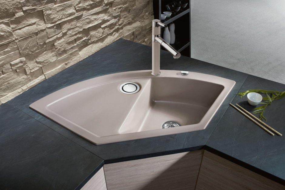 Интегрированная кухонная мойка Systemceram Mera Eck f 111.5х55.1см керамика
