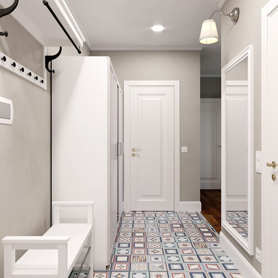 Интерьер прихожей в трехкомнатной квартире