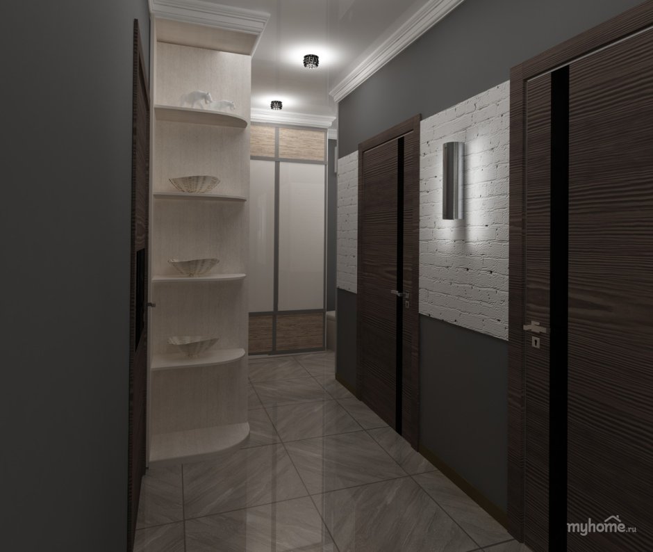 Коридор переходящий в гостиную