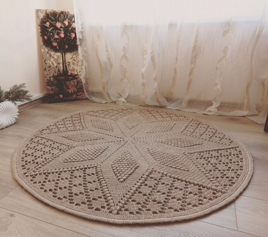 Коврик из джута крючком