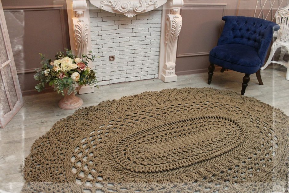 Джутовый коврик из кругов