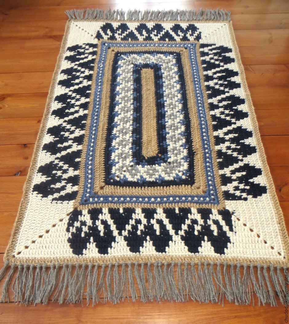 Круглый коврик из джута крючком