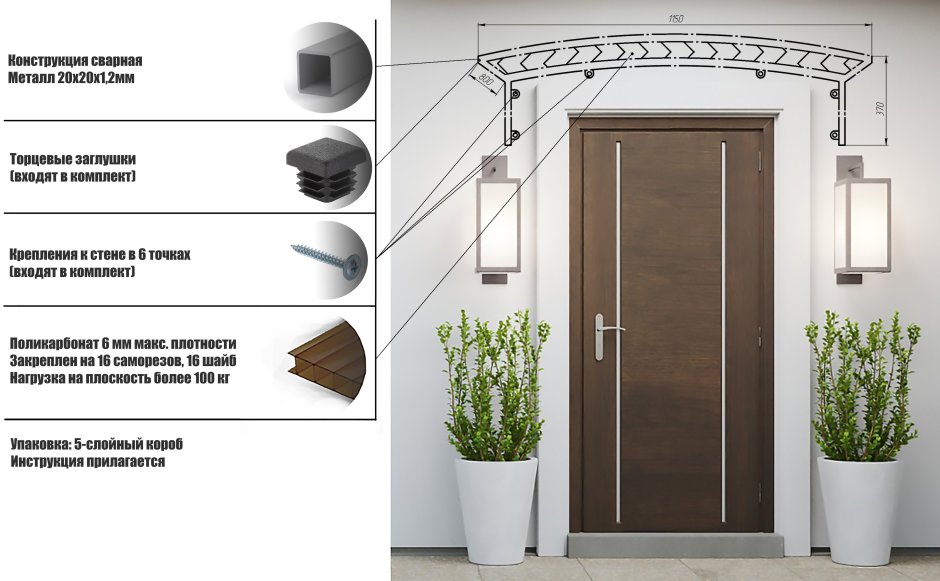 Козырёк Алмарта 3 секции