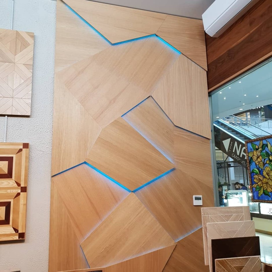 Стеновые панели с подсветкой из дерева
