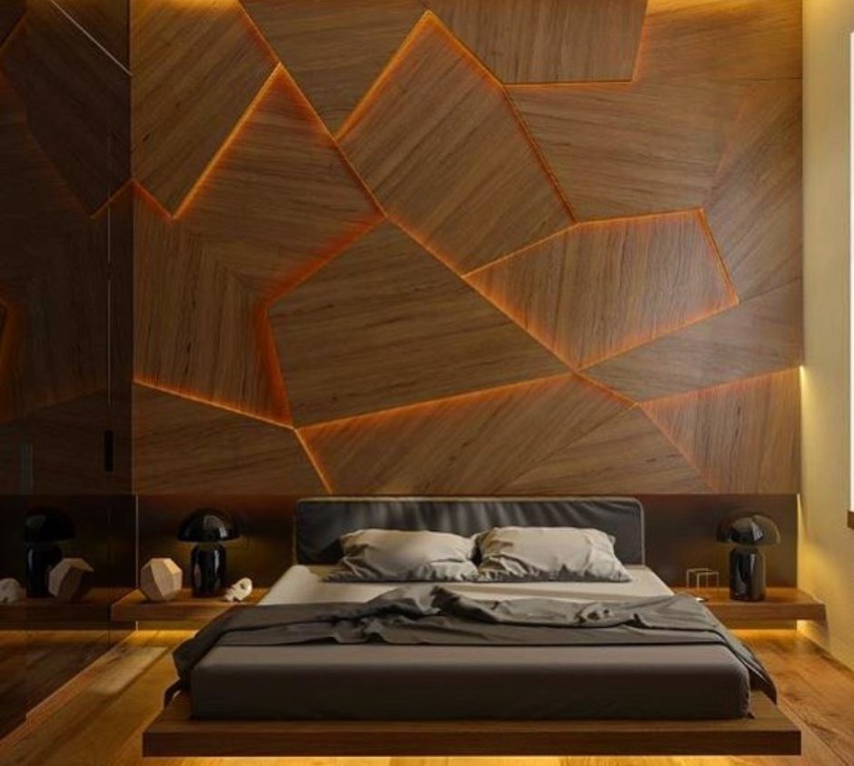 Деревянные панели с подсветкой